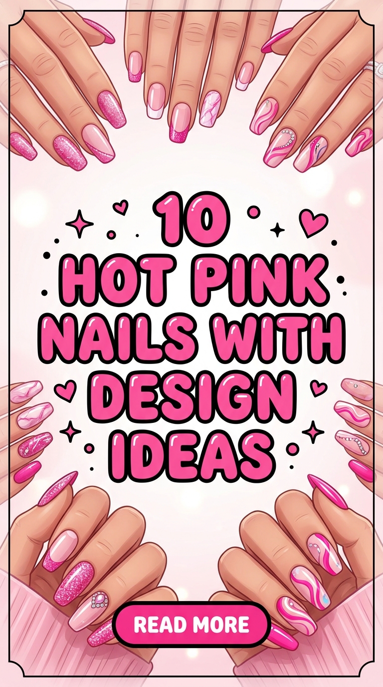10 Hot Pink Nails With Design Ideas